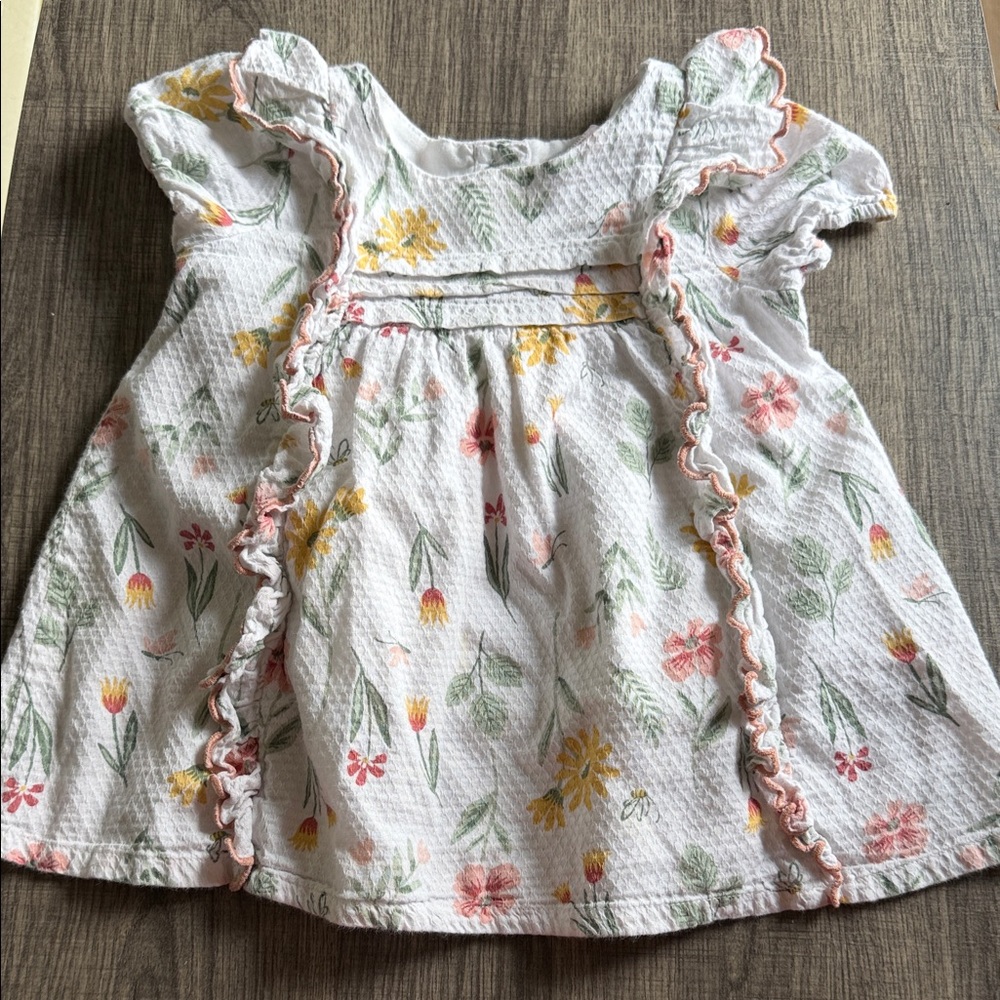 Catherine Malandrino White Floral Ruffle Baby Top